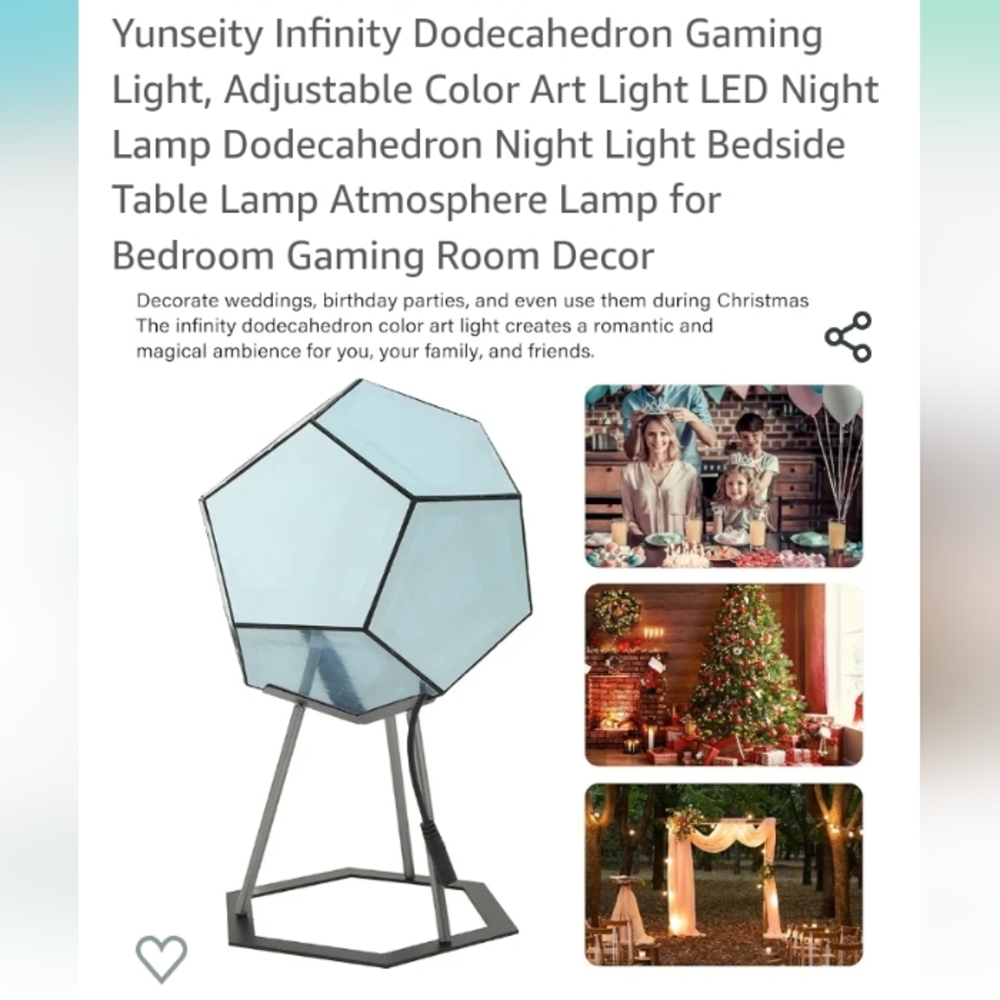Yunseity Infinity dodecahedron gaming light adjustable color art light LED